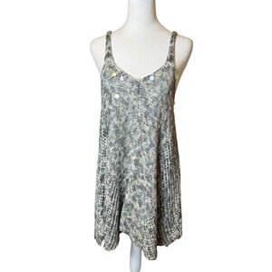 Free People Heather Grey‎ Knitted Tank Tunic Sequins Medium Sparkles Party Event